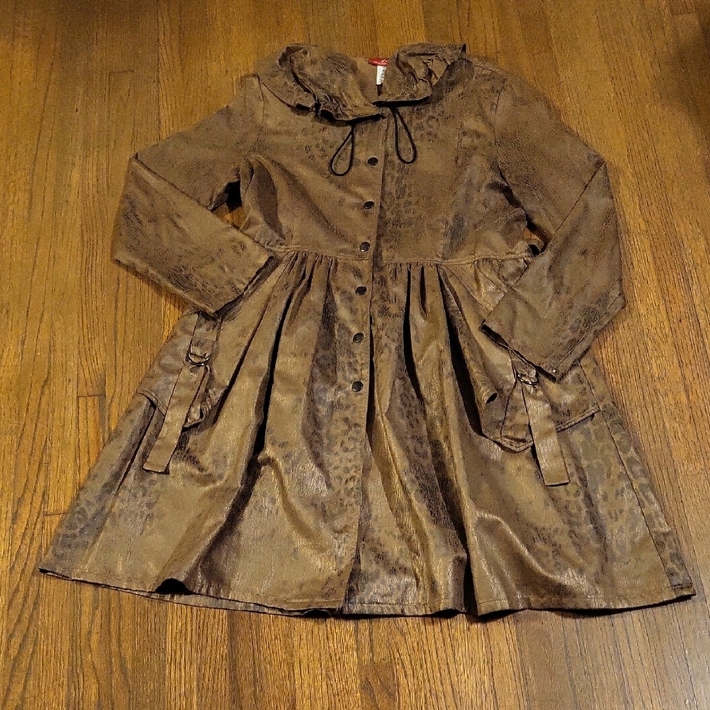 IC Collection Vintage Ruffle Collar Coat
